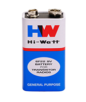 HW BRAND CARBON ZINC BATTERY 6F22M 9V SIZE METAL JACKET